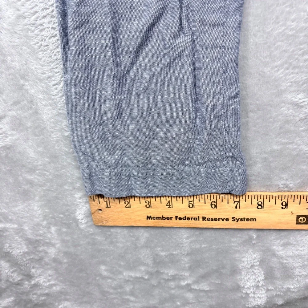 Banana Republic Aiden Chino Pants Mens 35x30 Blue Grey Linen Cotton Blend Slim